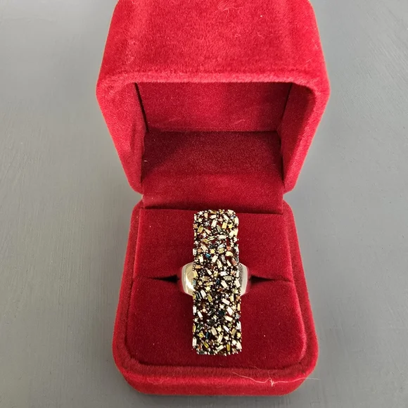 .925 Sterling Silver Lab Created Multi Colored Diamond Baguette Ring. - Picture 5 of 8